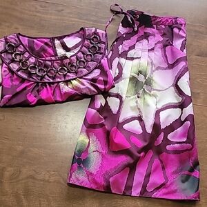 Calvin Klein Skirt set Size Small pleated Skirt A-line Fit & Flare Spring Purple